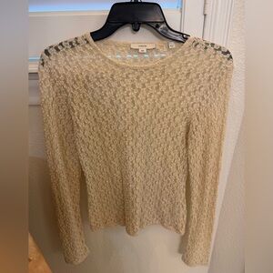 Vince Open-Knit Long Sleeve Top in Cream